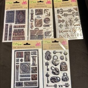 Lot Of‎ 5 Crafters Square Sticker Sheets  57 Puffy Stickers Lot 004 Scrapbook